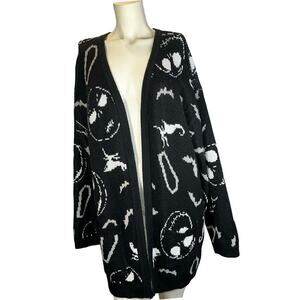 Disney Nightmare Before Christmas Black Open Front Back Lace Cardigan Size XL